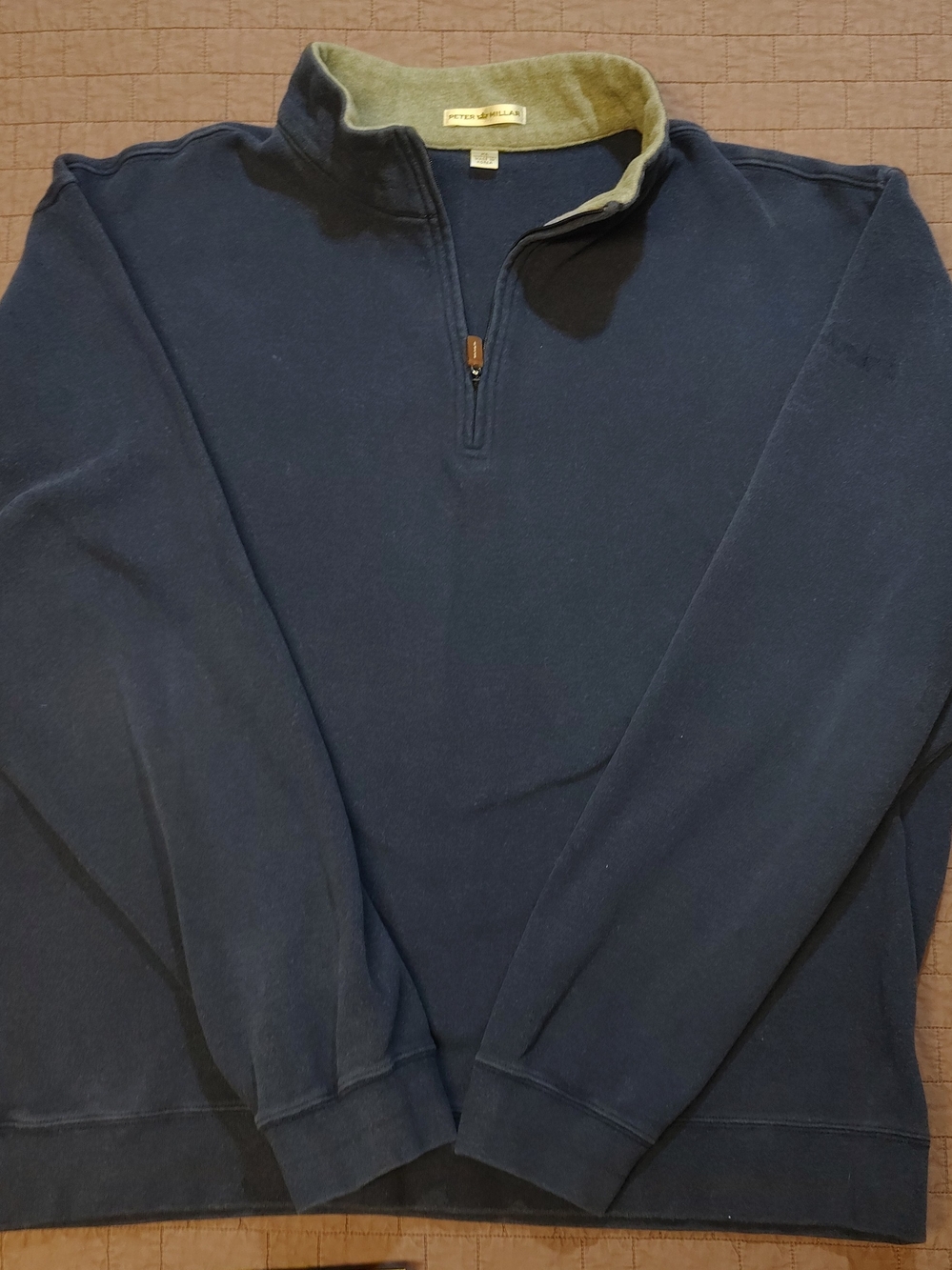 Peter Millar Mens XL Navy Blue Quarter Zip Fleece Sweatshirt Pullover Korea